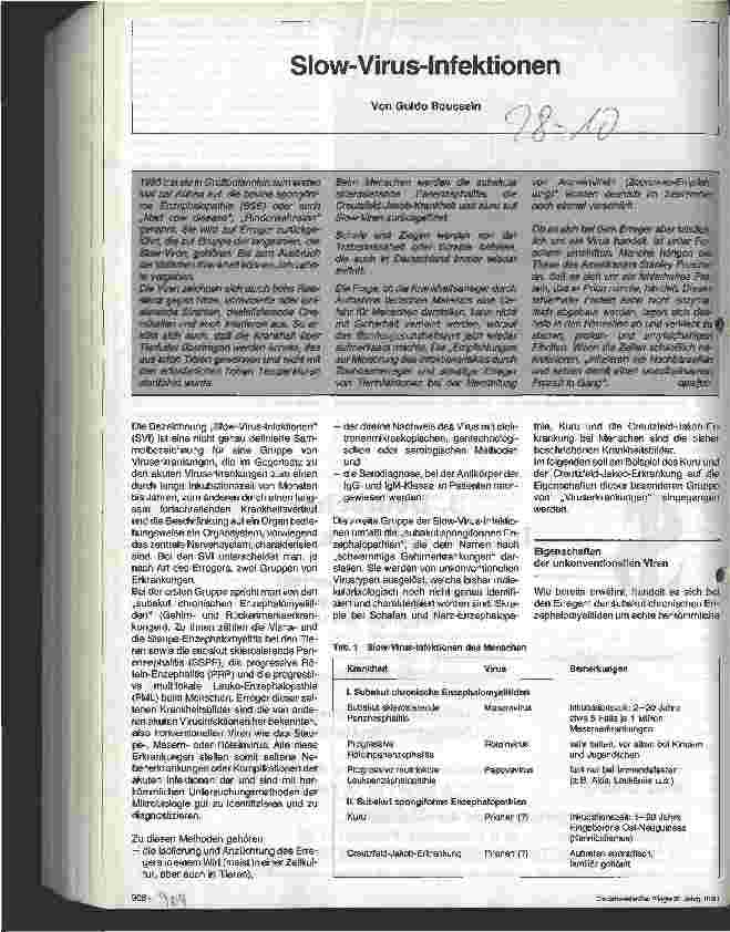 Vorschauseite 1: Slow-Virus-Infektionen