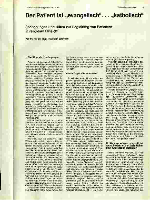 Vorschauseite 1: Der Patient ist „evangelisch... „katholisch