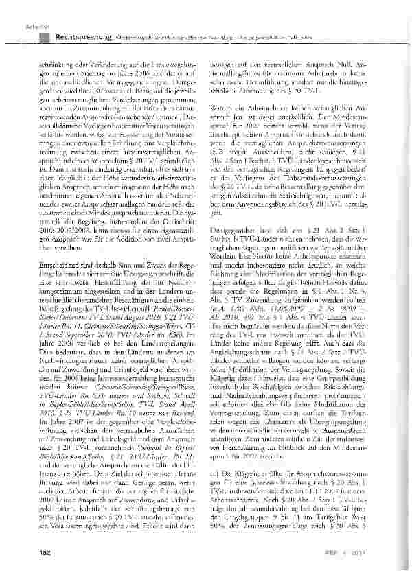 Vorschauseite 5: Arbeitsvertragliche Vereinbarungen über eine Zuwendung - Übergangsvorschrift des TVÜ-Länder
