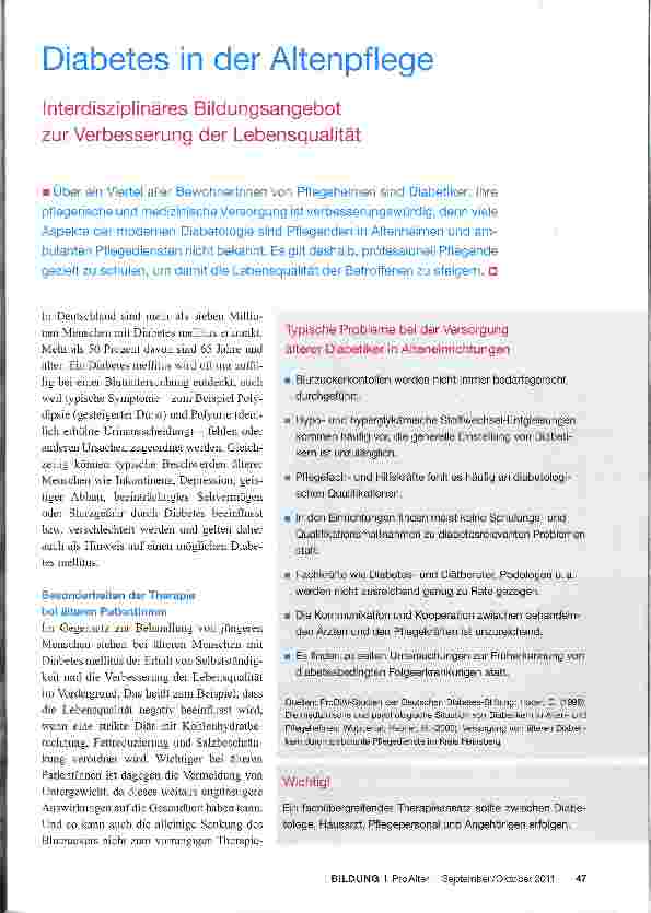 Vorschauseite 2: Diabetes in der Altenpflege