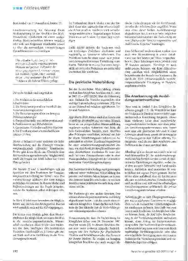 Vorschauseite 2: Der Facharzt für Versicherungsmedizin die Weiterbildung in Flandern