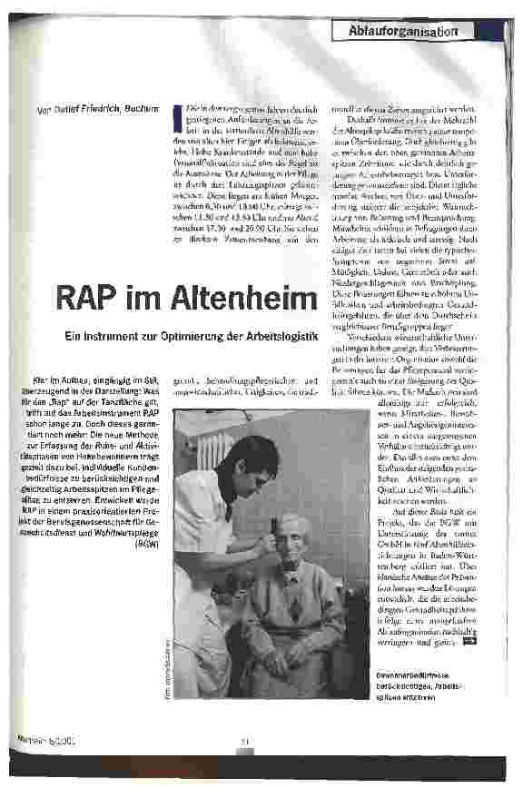 Vorschauseite 1: RAP im Altenheim Ein Instrument zur Optimierung der Arbeitslogistik