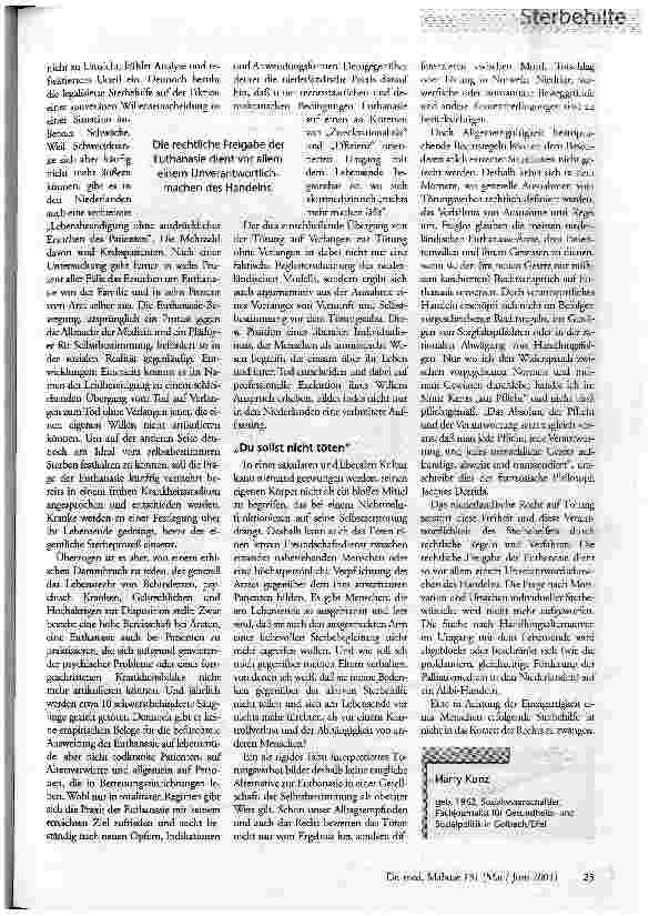 Vorschauseite 2: Sterben unter Kontrolle Niederländisches Gesetz erlaubt aktive Sterbehilfe