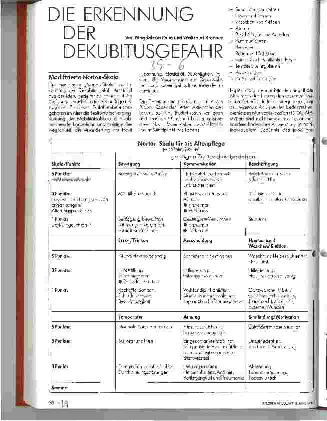 Vorschauseite 1: Die Erkennung der Dekubitusgefahr