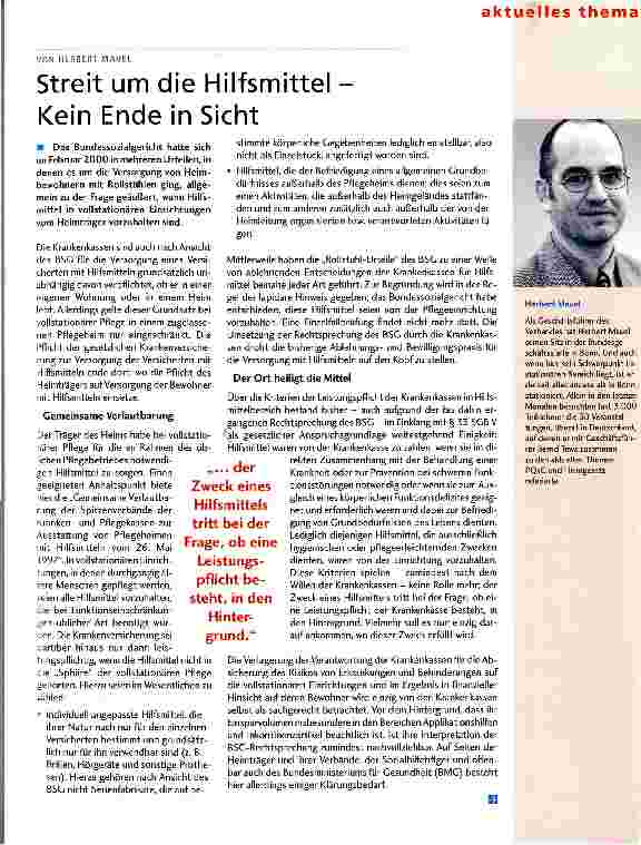 Vorschauseite 1: Streit um die Hilfsmittel - Kein Ende in Sicht