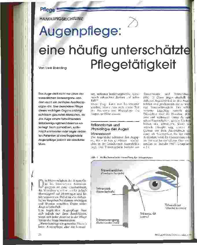 Vorschauseite 1: Augenpflege: eine häufig unterschätzte Pflegetätigkeit Handlungsrichtlinie