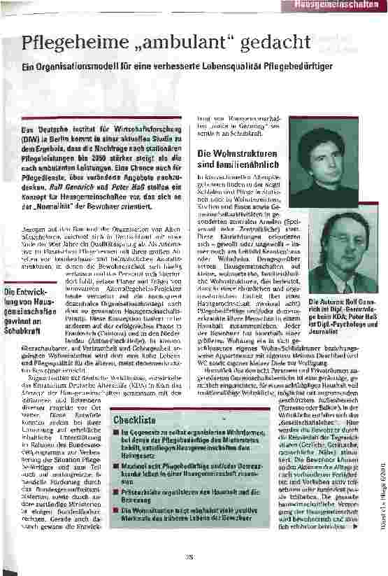 Vorschauseite 1: Pflegeheime ambulant gedacht