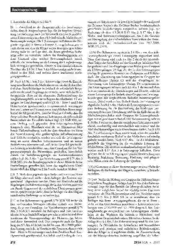 Vorschauseite 2: Barbeträge zur persönlichen Verfügung für geistig behinderten Bewohner eines Heims; Betreuerpflicht zur Organisation der Hilfeleistung; Verpflichtung des Heimträgers zur unentgelt…
