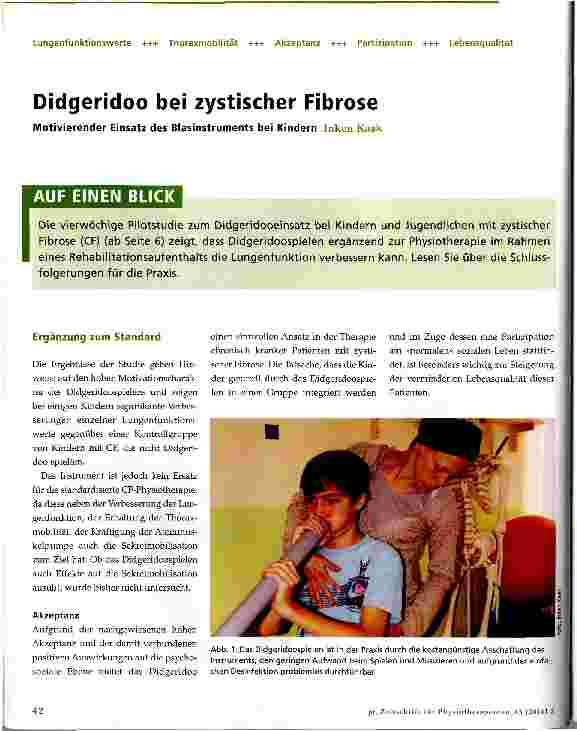Vorschauseite 1: Didgeridoo bei zystischer FibröseMotivierender Einsatz des Blasinstruments bei Kindern