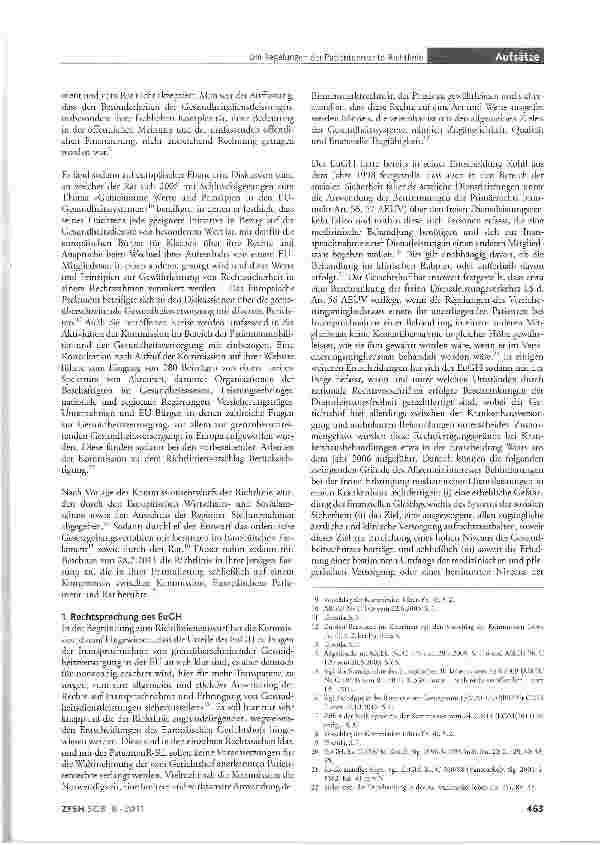 Vorschauseite 2: Die Regelungen der Patientenrechte-Richtlinie zur grenzüberschreitenden Inanspruchnahme von Gesundheitsdienstleistungen in der EU