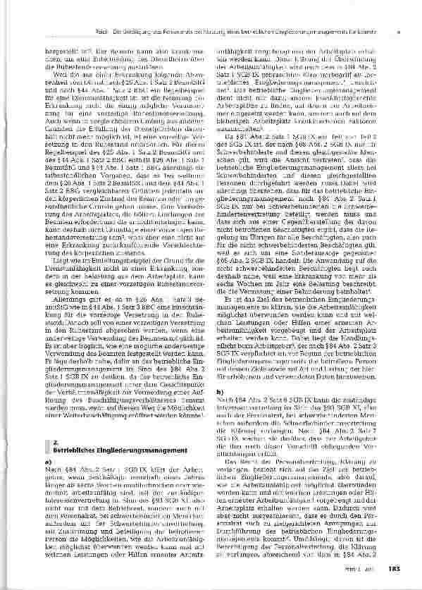 Vorschauseite 2: Die Beteiligung des Personalrats bei Nutzung eines betrieblichen Eingliederungsmanagements für Beamte
