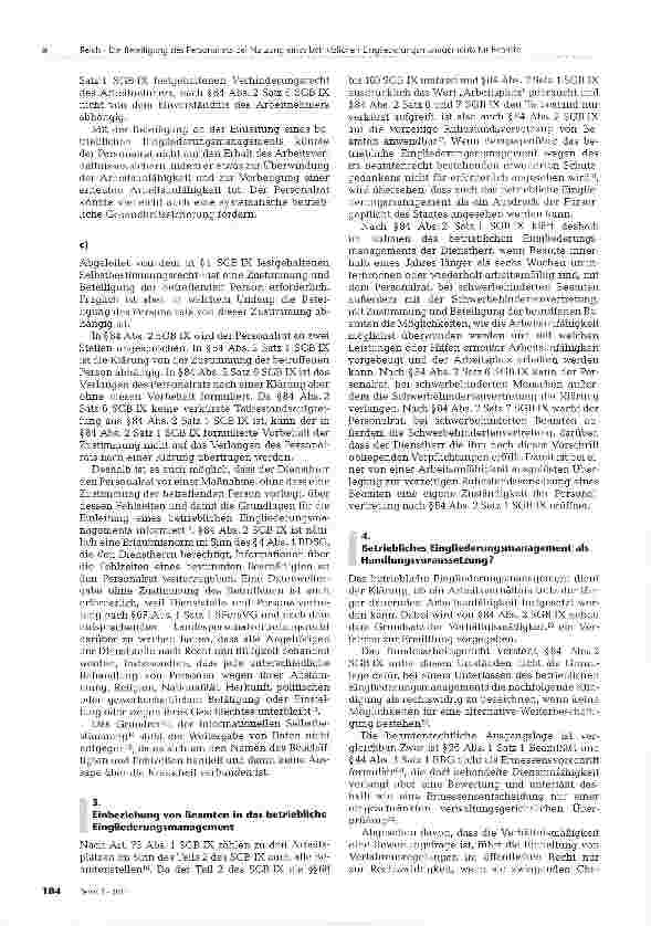 Vorschauseite 3: Die Beteiligung des Personalrats bei Nutzung eines betrieblichen Eingliederungsmanagements für Beamte
