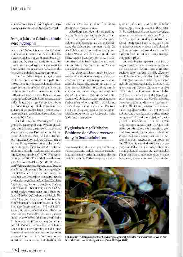 Vorschauseite 2: Hygienisch-mikrobiologische Probleme wasserführender Bedienungselemente von Dentaleinheiten-Teil 1: Minireview