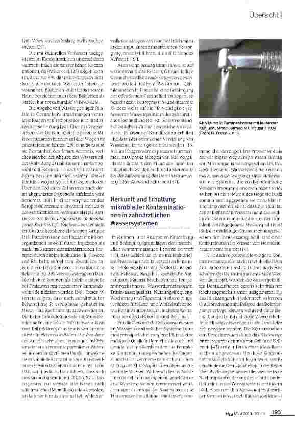 Vorschauseite 3: Hygienisch-mikrobiologische Probleme wasserführender Bedienungselemente von Dentaleinheiten-Teil 1: Minireview