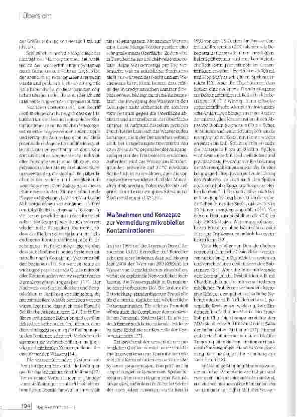 Vorschauseite 4: Hygienisch-mikrobiologische Probleme wasserführender Bedienungselemente von Dentaleinheiten-Teil 1: Minireview