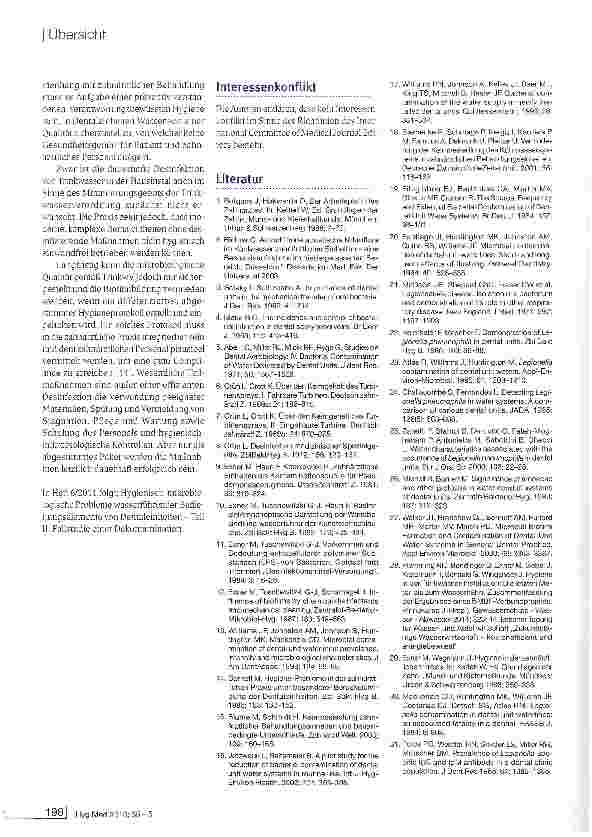 Vorschauseite 6: Hygienisch-mikrobiologische Probleme wasserführender Bedienungselemente von Dentaleinheiten-Teil 1: Minireview