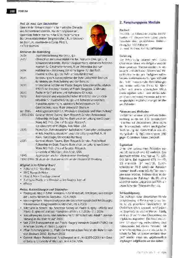 Vorschauseite 2: Forschungspreis Medizin und Pflege 2009 der Stiftung Fondation Le Lous: Die Preisträger und ihre Arbeiten