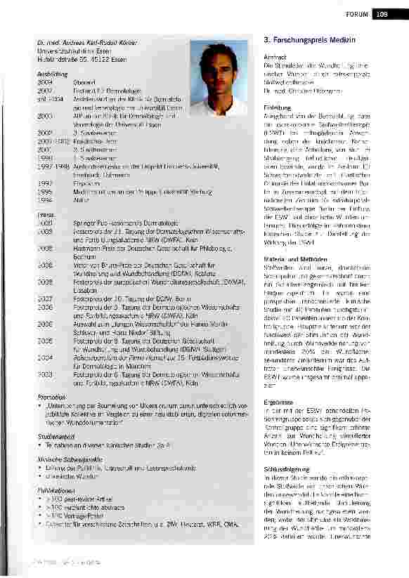Vorschauseite 3: Forschungspreis Medizin und Pflege 2009 der Stiftung Fondation Le Lous: Die Preisträger und ihre Arbeiten