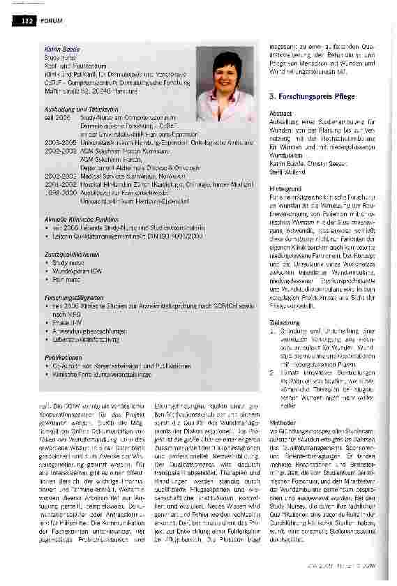 Vorschauseite 6: Forschungspreis Medizin und Pflege 2009 der Stiftung Fondation Le Lous: Die Preisträger und ihre Arbeiten
