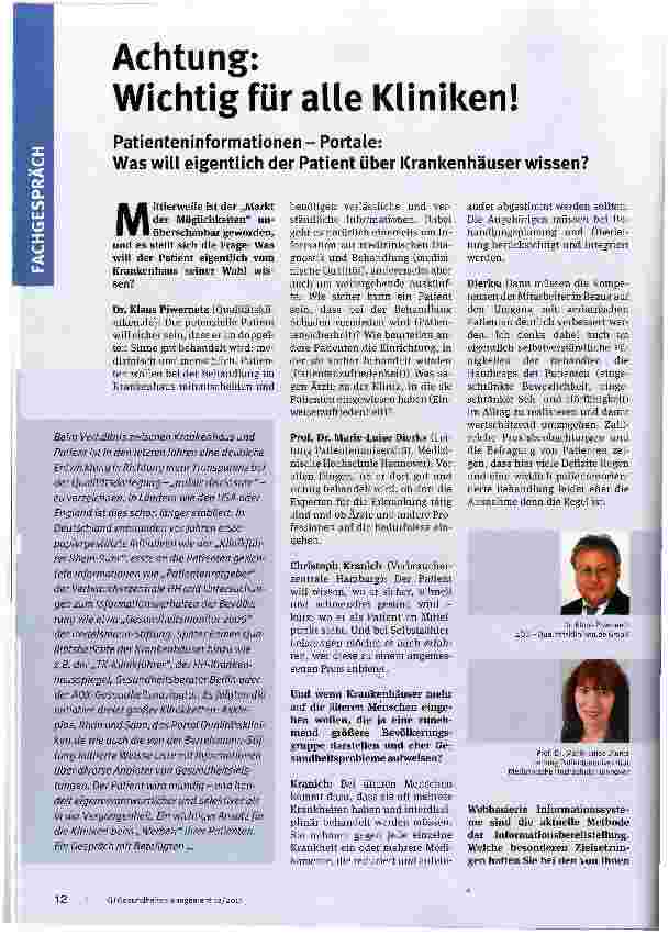 Vorschauseite 1: Achtung: Wichtig für alle Kliniken!
