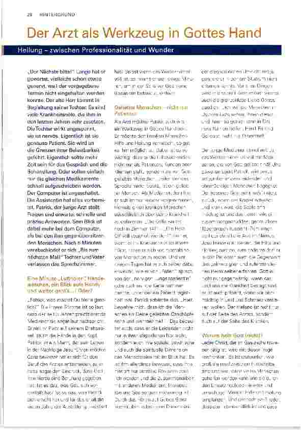 Vorschauseite 1: Der Arzt als Werkzeug in Gottes Hand