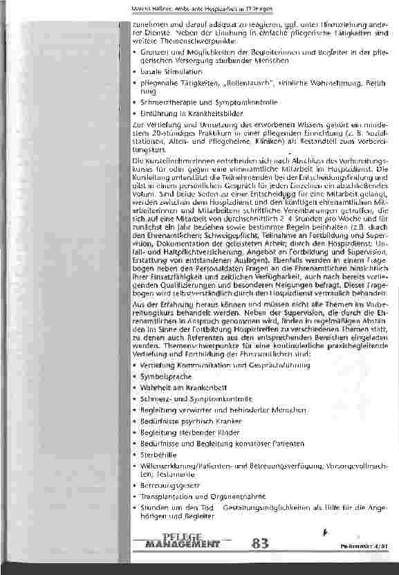 Vorschauseite 5: Ambulante Hospizarbeit in Thüringen Am Beispiel des Hospiz-Hausbetreuungsdienstes im Förderverein Hospiz Jena e.V.