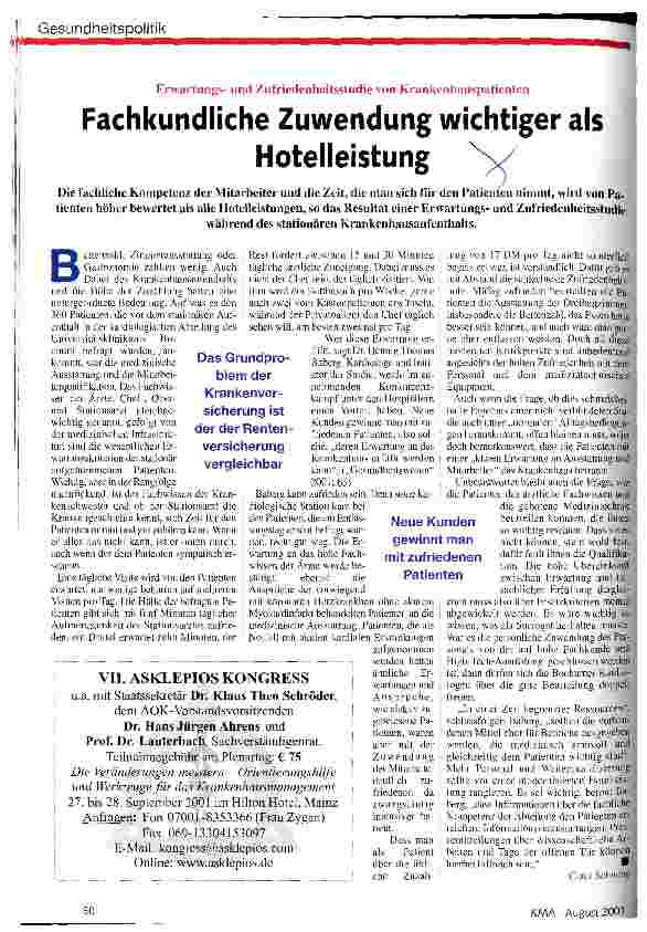 Vorschauseite 1: Fachkundliche Zuwendung wichtiger als Hotelleistung