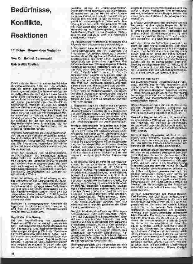Vorschauseite 1: Bedürfnisse, Konflikte, Reaktionen 10. Folge: Regressives Verhalten