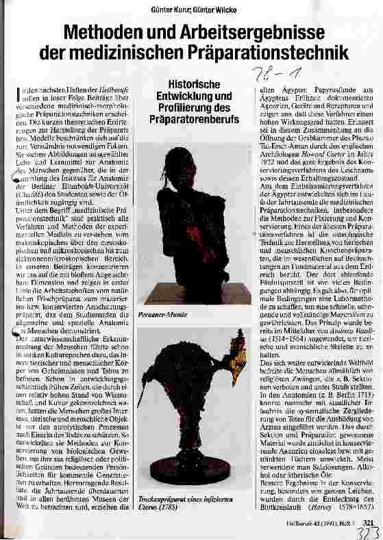 Vorschauseite 1: Methoden und Arbeitsergebnisse der medizinischen Präparationstechnik Historische Entwicklung und Profilierung des Präparatorenberufs