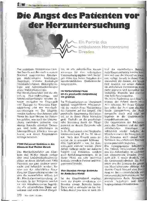 Vorschauseite 1: Die Angst des Patienten vor der Herzuntersuchung