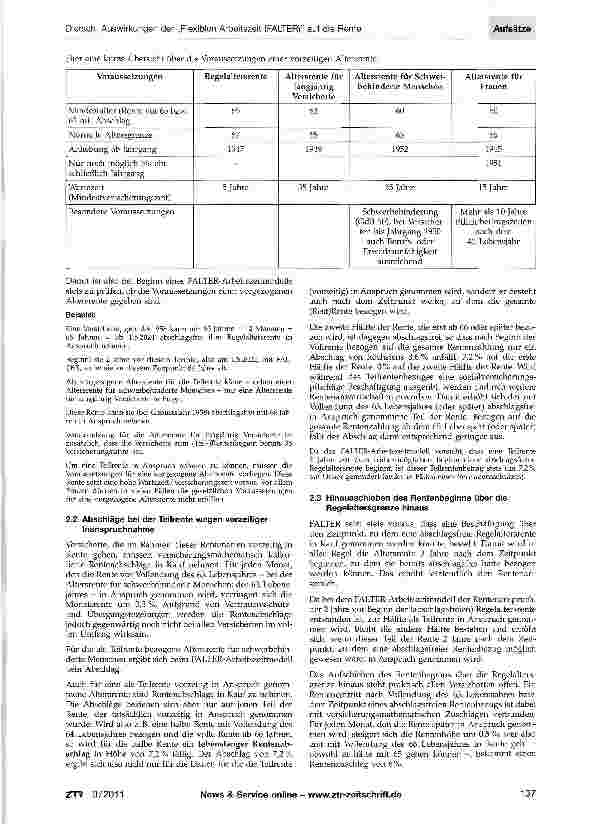 Vorschauseite 3: Auswirkungen der „Flexiblen Altersarbeitszeit (FALTER) auf die Rente aus der Deutschen Rentenversicherung und die Rente aus der Zusatzversorgung des öffentlichen Dienstes