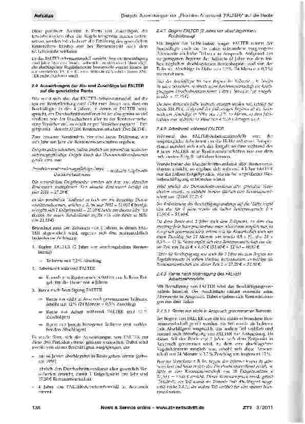 Vorschauseite 4: Auswirkungen der „Flexiblen Altersarbeitszeit (FALTER) auf die Rente aus der Deutschen Rentenversicherung und die Rente aus der Zusatzversorgung des öffentlichen Dienstes