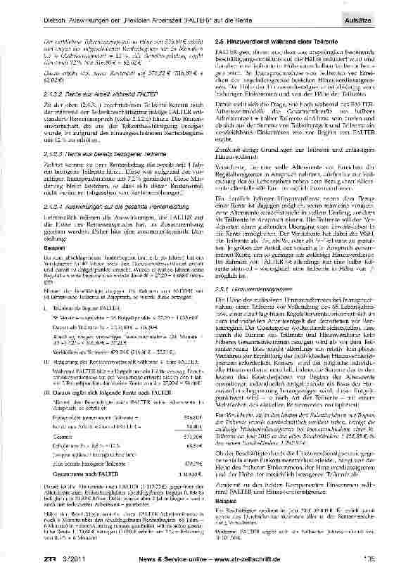 Vorschauseite 5: Auswirkungen der „Flexiblen Altersarbeitszeit (FALTER) auf die Rente aus der Deutschen Rentenversicherung und die Rente aus der Zusatzversorgung des öffentlichen Dienstes