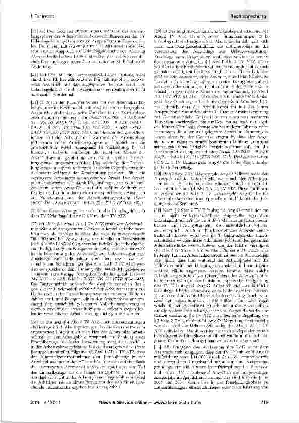 Vorschauseite 2: Altersteilzeit - Blockmodell - Urlaubsgeld TV ATZ §§3, 4; TV Urlaubsgeld Ang-O §§1, 2, 4; TV-L §§24, 37