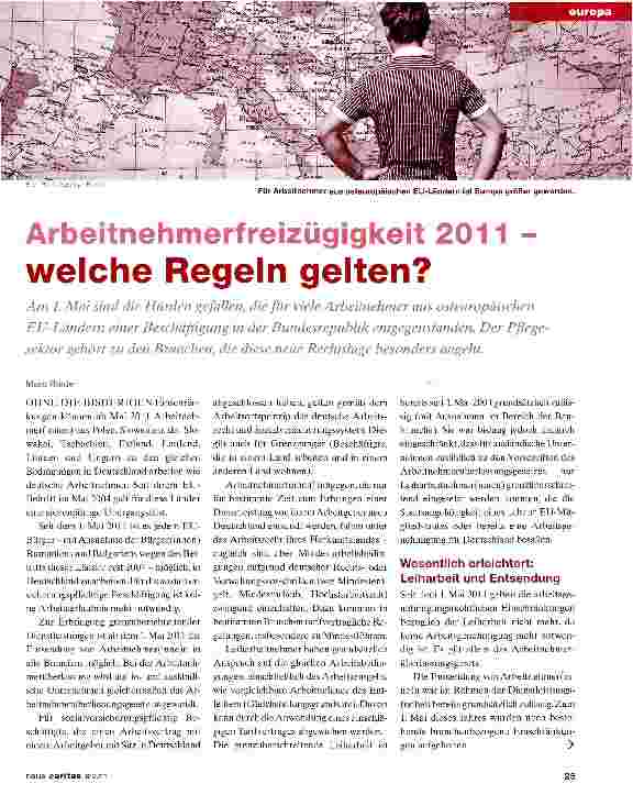 Vorschauseite 1: Arbeitnehmerfreizügigkeit 2011 - welche Regeln gelten?