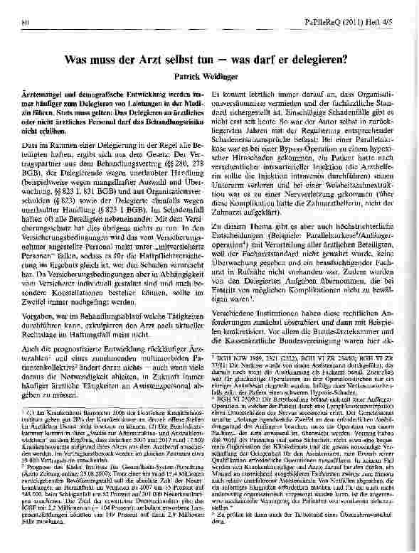 Vorschauseite 1: Was muss der Arzt selbst tun — was darf er delegieren?