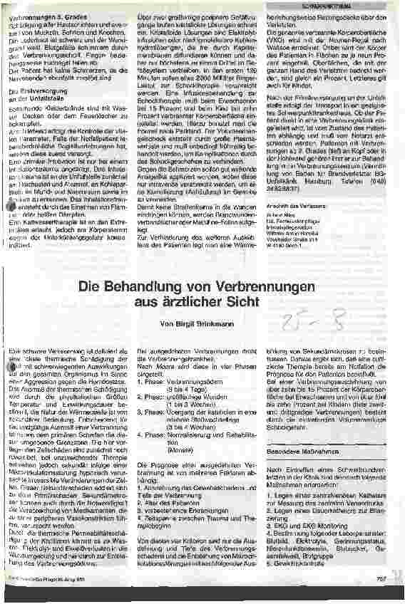 Vorschauseite 1: Die Behandlung von Verbrennungen aus ärztlicher Sicht