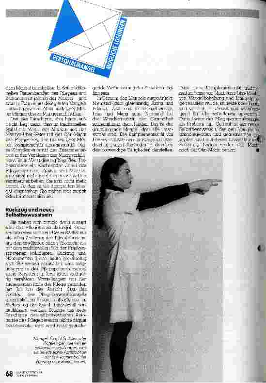 Vorschauseite 5: Überlegungen zum Mangel und: Ein Plädoyer für Selbstbewußtsein Der Pflegepersonalmangel aus gesellschaftlich-existentialist. Sicht