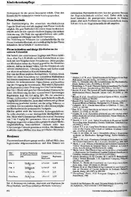 Vorschauseite 4: Möglichkeiten und Grenzen des Einsatzes regionalanästhetischer Verfahren bei Kindern
