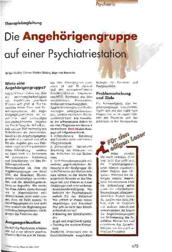 Vorschauseite 1: Die Angehörigengruppe auf einer Psychiatriestation