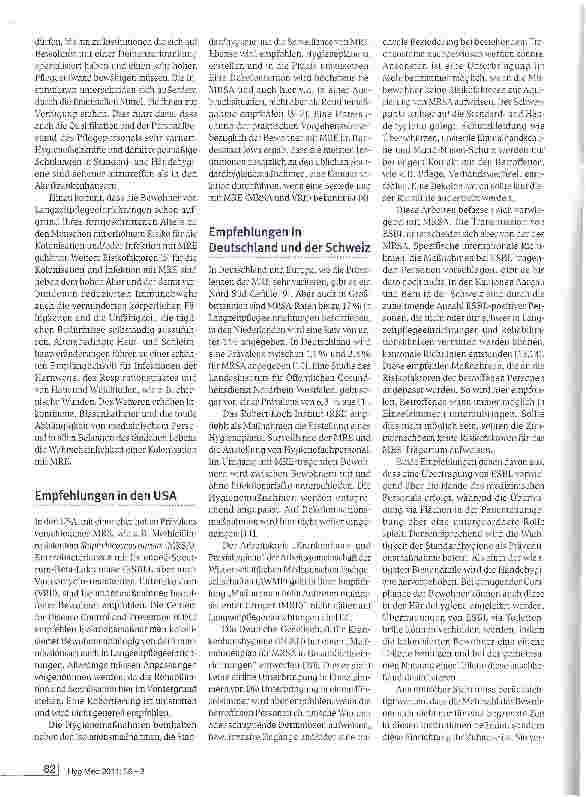 Vorschauseite 2: Multiresistente Erreger in LangzeitpflegeeinrichtungenMultidrug resistant organisms in Long-Term Care Facilities