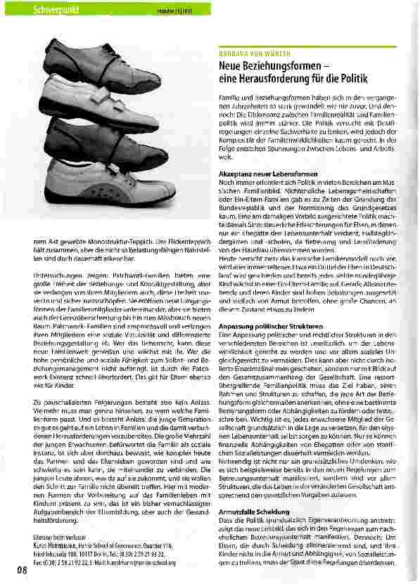 Vorschauseite 1: Neue Beziehungsformen - eine Herausforderung für die Politik