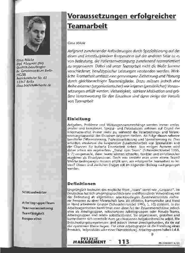 Vorschauseite 1: Voraussetzungen erfolgreicher Teamarbeit