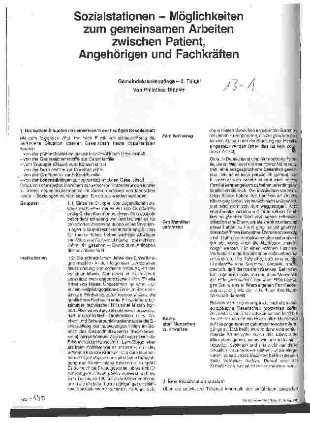 Vorschauseite 1: Sozialstationen - Möglichkeiten zum gemeinsamen Arbeiten zwischen Patient, Angehörigen und Fachkräften 3. Folge