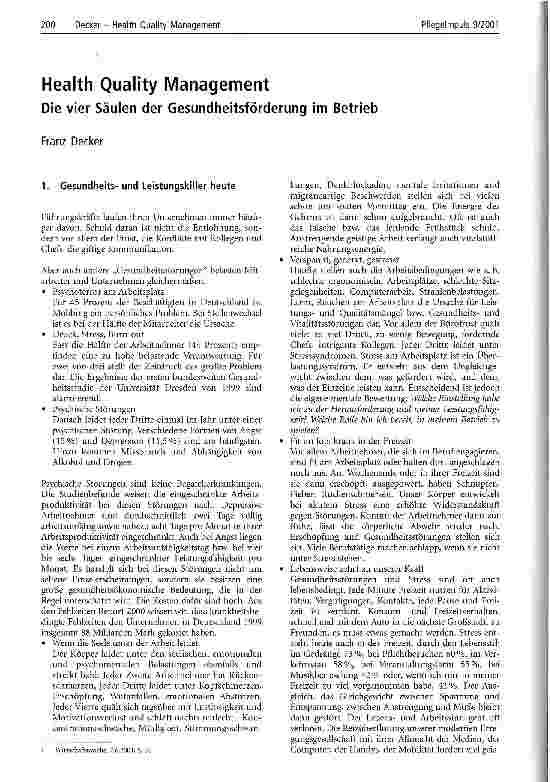 Vorschauseite 1: Health Quality Management Die vier Säulen der Gesundheitsförderung im Betrieb