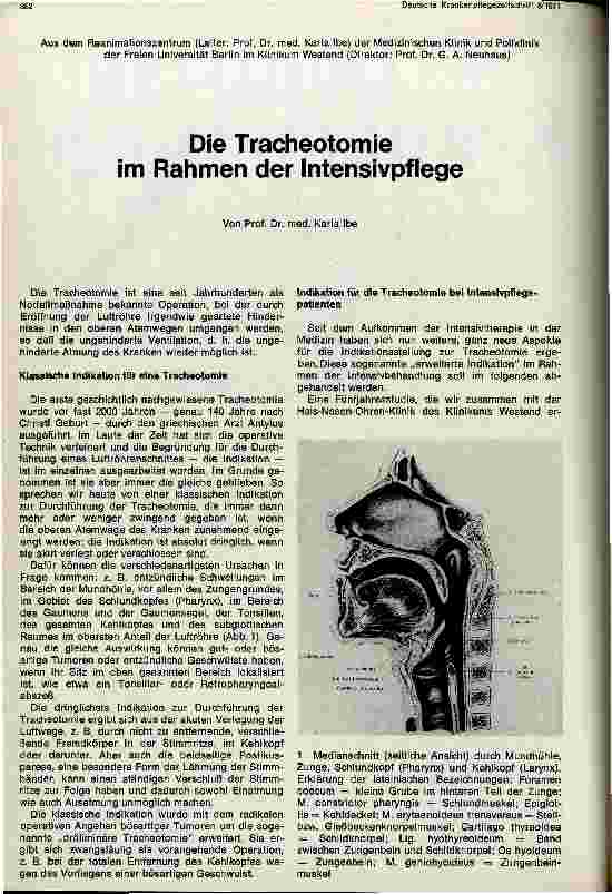 Vorschauseite 1: Die Tracheotomie im Rahmen der Intensivpflege