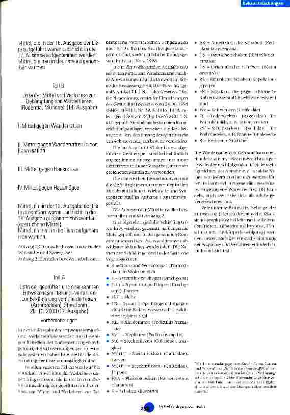 Vorschauseite 2: Bekanntmachung der geprüften und anerkannten Mittel und Verfahren zur Bekämpfung von tierischen Schädlingen