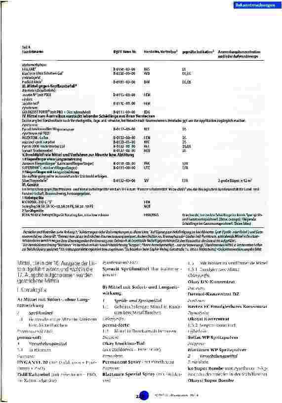 Vorschauseite 6: Bekanntmachung der geprüften und anerkannten Mittel und Verfahren zur Bekämpfung von tierischen Schädlingen