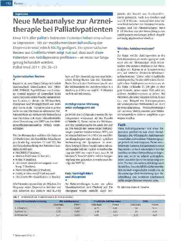 Vorschauseite 1: Neue Metaanalyse zur Arzneitherapie bei Palliativpatienten