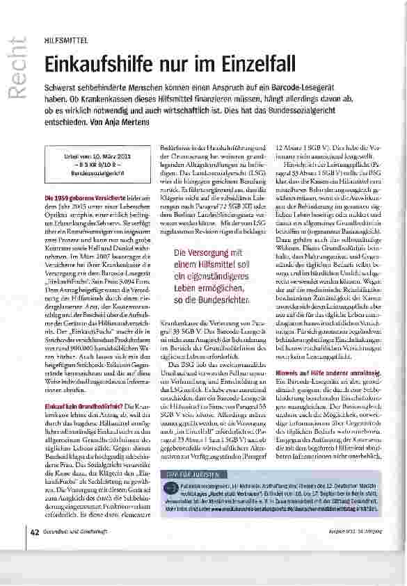 Vorschauseite 1: Einkaufshilfe nur im Einzelfall